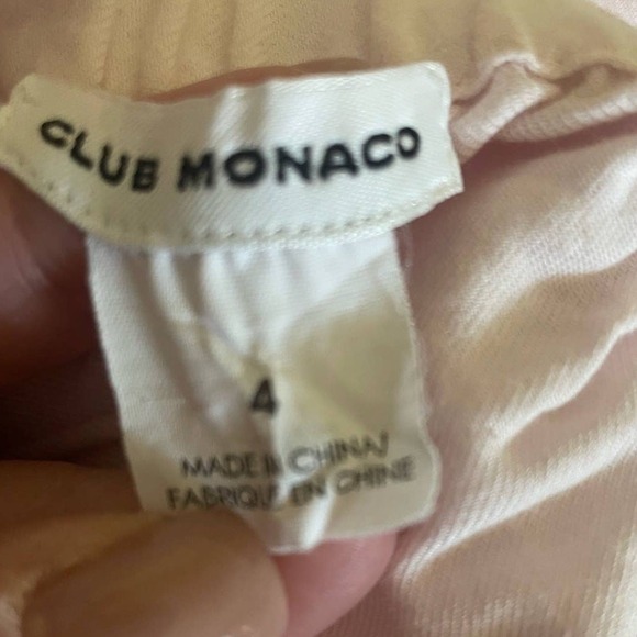 Club Monaco Women Blouse S Pink Off Shoulder Tie Sleeve Parisian Cottage Chic - Picture 6 of 8